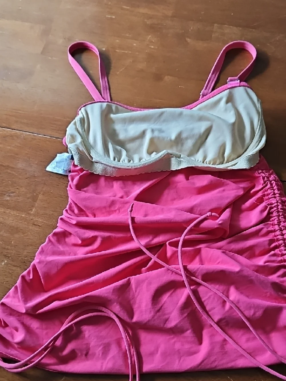 Pink Ruched Tankini Swim Top - Picture 3 of 9